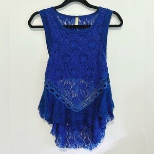Free People‎ Dark Bloom Lace Open-Back Tank
